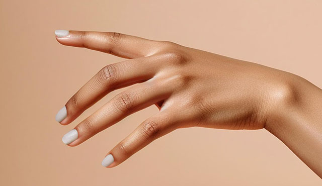 Model wearing Let's Dew This Custom Colour Nail Polish