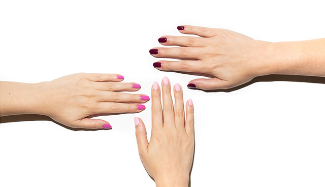 Models wearing assorted shades of Jessica nail polish